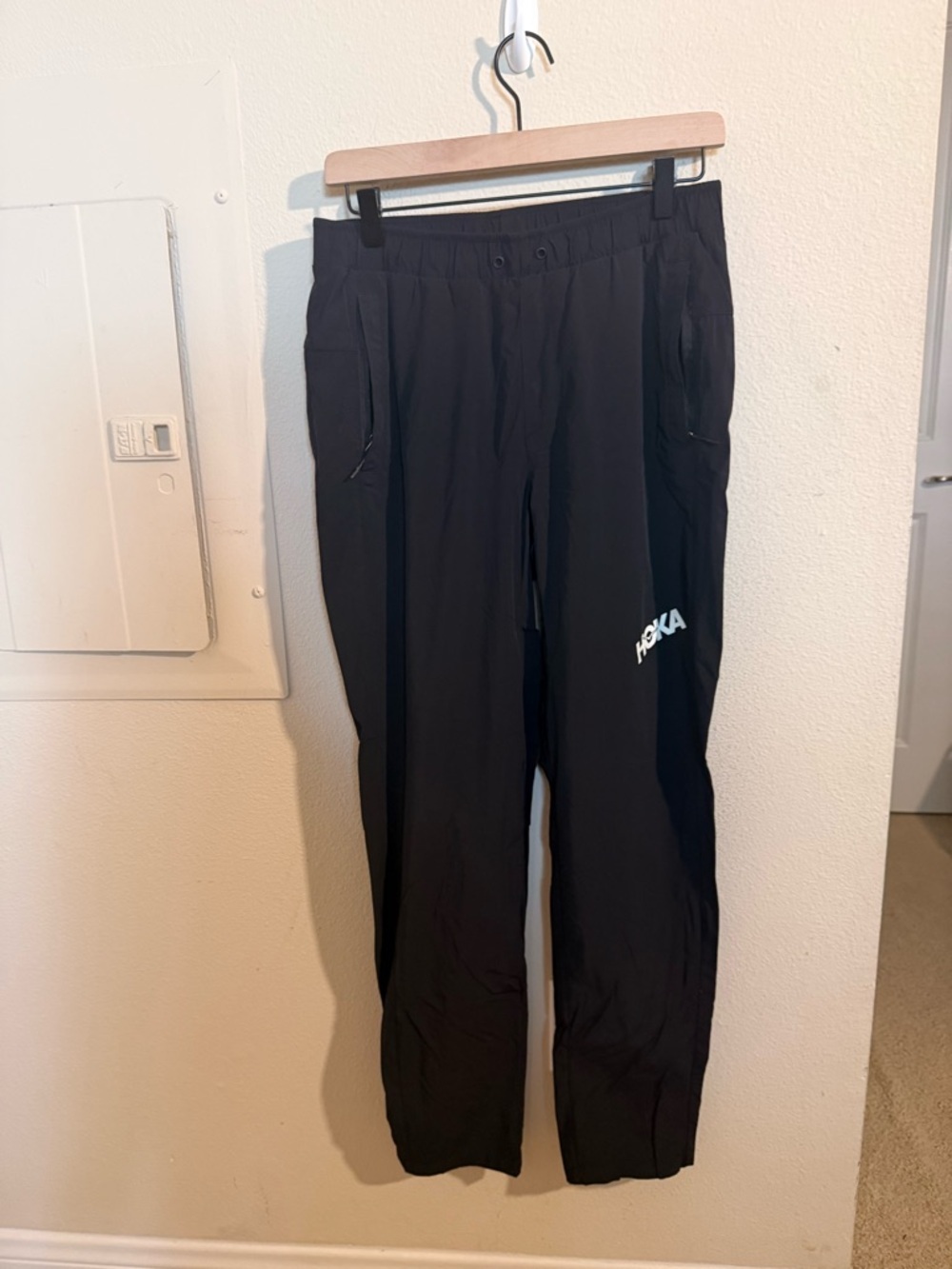 Hoka One One Black Running Track Pants with Interior Logo